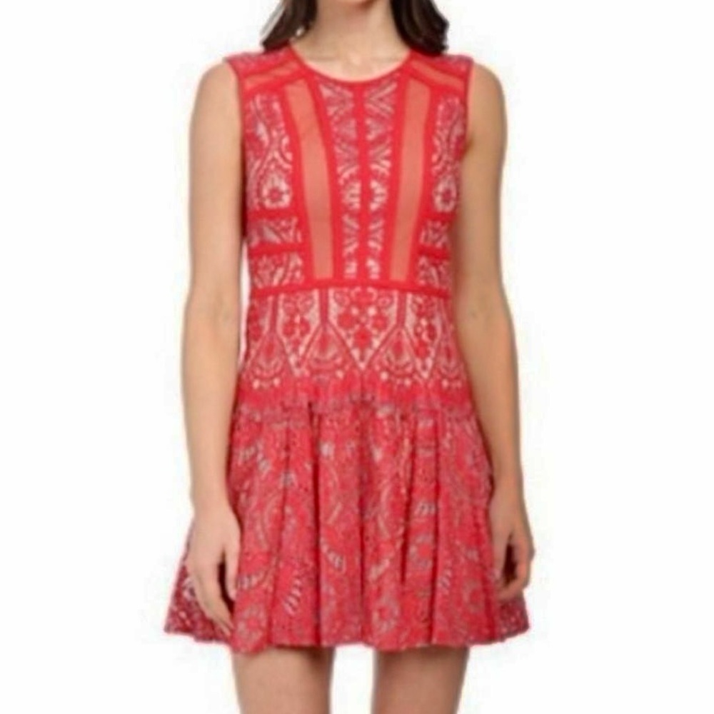 BCBGMaxAzria Shira Red Lace Dress